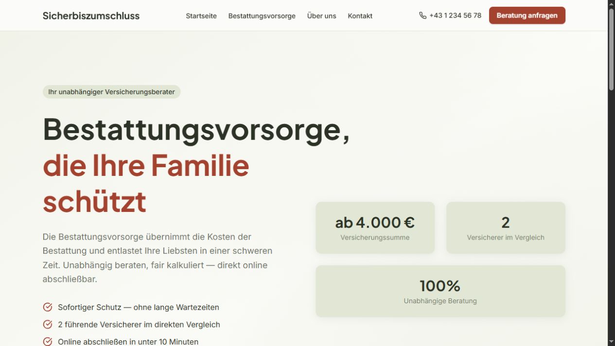 Welcome-Screen von Sicher bis zum Schluss
